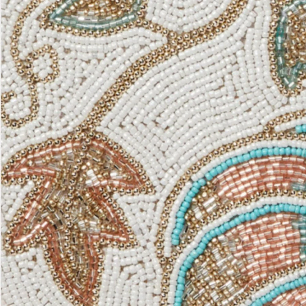 Rachel Zoe Beaded Pumpkin Placemat Centerpiece Leaf Vines Blue Gold Fall Decor - Picture 6 of 12